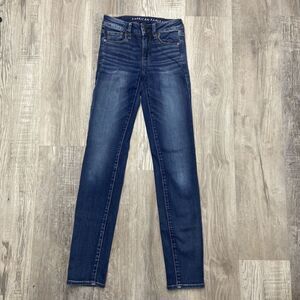 American Eagle Next Level Stretch High Waisted Skinny Dark Blue 0 Long‎